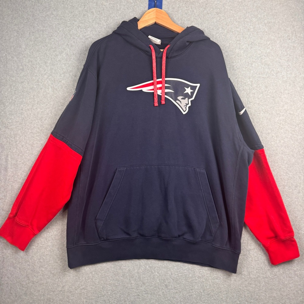 New England Patriots Hoodie Mens XL Nike Navy Red Colorblock NFL Football Logo